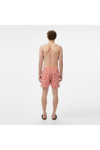 Nautica Erkek Kırmızı Regular Fit Desenli Deniz Şortu