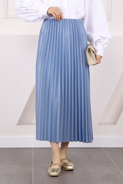 İmajButik Baby Blue Πλισέ φούστα με ελαστική μέση