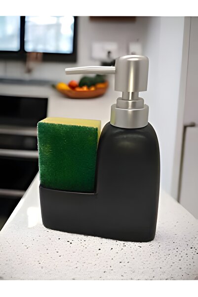 A A Company Stoneware Beyaz-siyah-gri, Süngerli Mutfak Sıvı Sabunluk, Bulaşık...