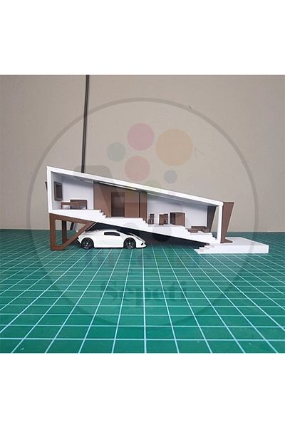 Bi'şeyler Sepeti 1:64 Scale Container House Diorama Parking Lot Showroom