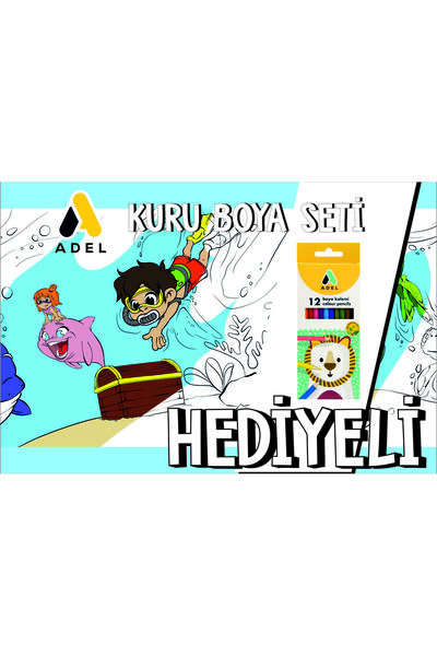 KarmaOfis 30x120 Boyama Rulosu Yaman Sualtı Macerası + Adel 12'li Kuru Boya K...