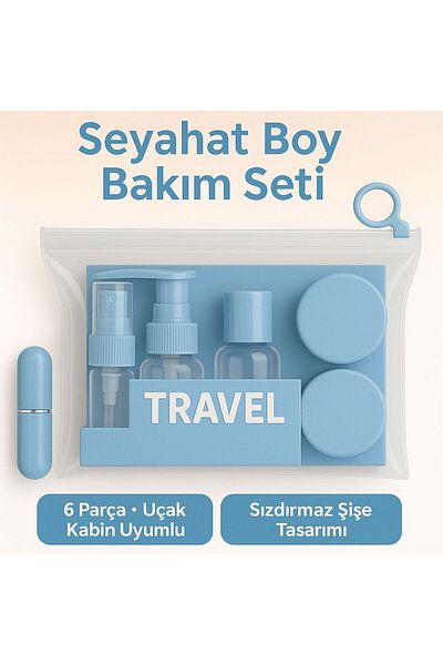TARIK HOME Set de 6 piese colorat pentru îngrijire și cosmetice de călătorie, compatibil cu cabina avionului, flacon de parfum