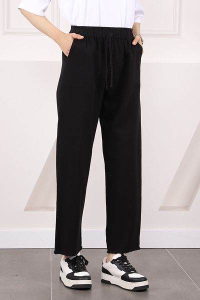 İmajButik Μαύρο ελαστικό παντελόνι Gabardine με τσέπες