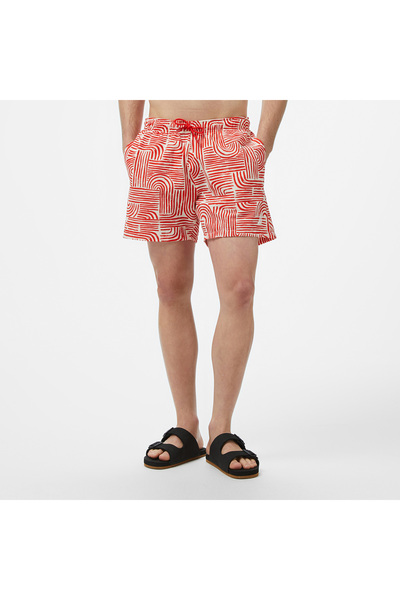 Nautica Erkek Kırmızı Regular Fit Desenli Deniz Şortu