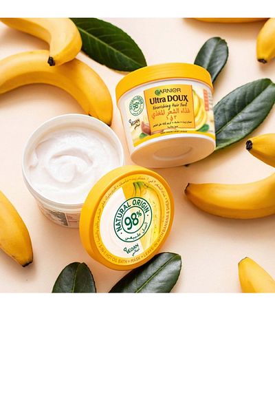 Garnier ألترا دوكس غذاء الشعر المغذي بالموز 3 في 1 للشعر الجاف 390 مل