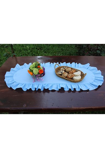 LILYUM Βαμβακερό Πολυεστέρα Frilly Oval Runner 40x110 cm