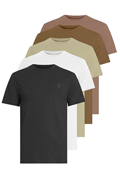 Kozik Ανδρικό ανδρικό μπλουζάκι Basic Standard Cut No Show 5 Pack Crew Neck με κοντό μανίκι