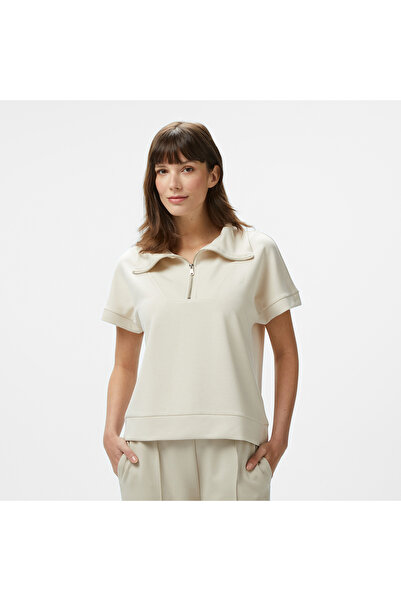 Nautica Kadın Krem Regular Fit Dik Yaka Sweatshirt