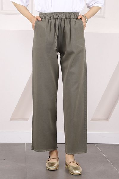 İmajButik Παντελόνι Gabardine με ελαστική μέση χακί