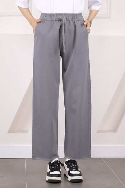 İmajButik Γκρι ελαστικό παντελόνι Gabardine με τσέπη