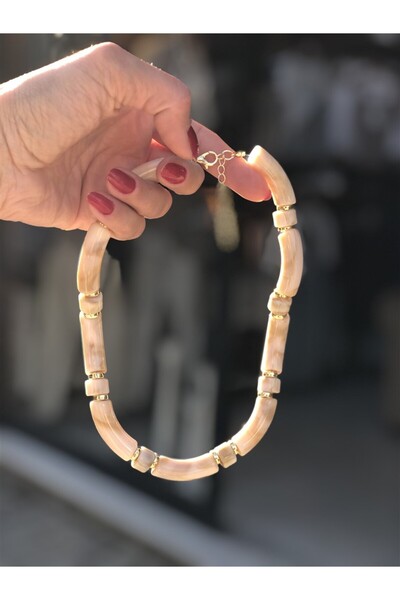 Gözde Tasarım Butik KADIN NATUREL İTHAL KEMİK KOLYE