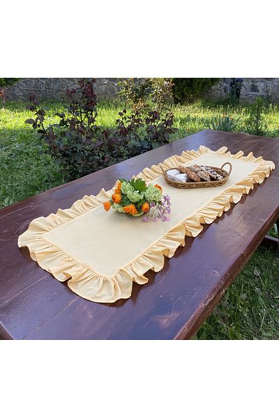 LILYUM Ruffled Cotton Polyester Runner 40X140 cm