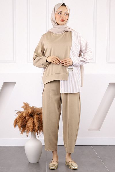 İmajButik Πουκάμισο Mink Garnish Modal Tunic Παντελόνι Κοστούμι
