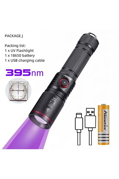 Choice black SV96 395nm 18650 Zoom 20W LED High Power UV Flashlight 365/395nm Invisible Ink Marker Cat Dog