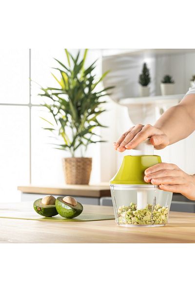Mugiss Push Dynamic Manual Chopper Rondo (Transparent Mica Crystal Bowl with 3 Blades 700 ml)