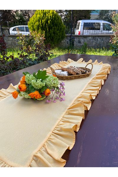 LILYUM Ruffled Cotton Polyester Runner 40X140 cm