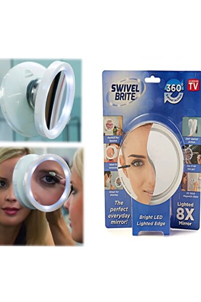 AS SEEN ON TV مرآة دوارة مكبرة 8 مرات مع ضوء LED