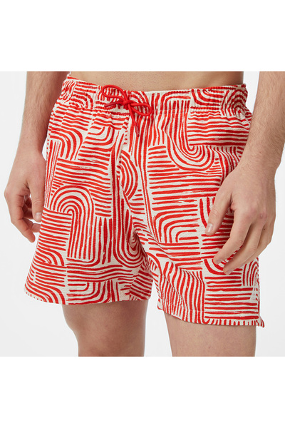 Nautica Erkek Kırmızı Regular Fit Desenli Deniz Şortu