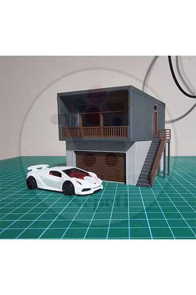 Bi'şeyler Sepeti 1:64 Container House Diorama -Parking Lot Container House Diecast Tool Is Included.