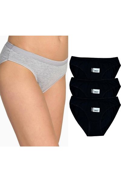 BEYAZTOPTAN Women's 100% Cotton Black 3-Pack Slip Panties