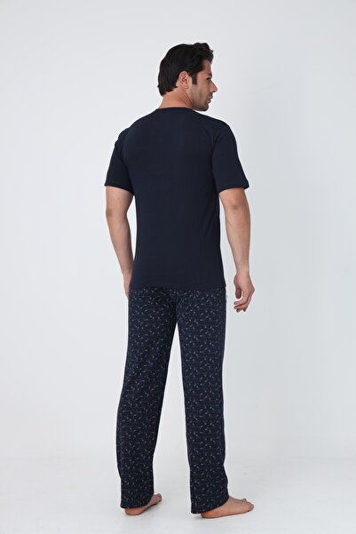 FAMESTEKSTİL Men's Plaid Summer 100% Cotton Short Sleeve Comfortable Pajama Set