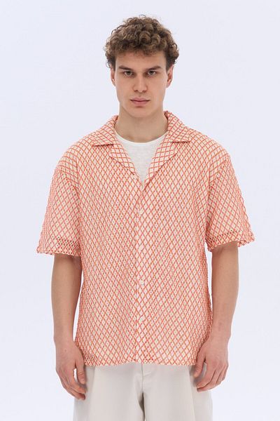 İLKCET MODA Ανδρικό πουκάμισο Oversize με σχέδια