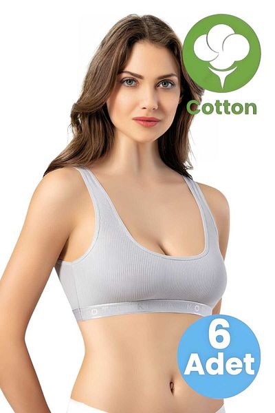 Tezzgelsin Women's 6-Piece Wide Strap Combed Cotton Camisole Fabric Padded Crop Bustier Bra