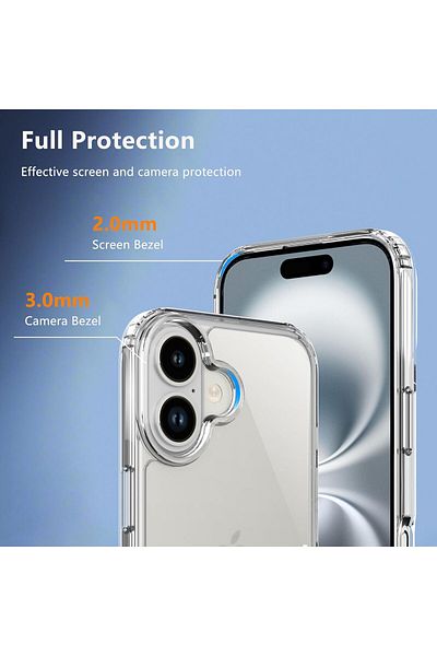 Generic Case for iPhone 16 6.1-Inch Non-Yellowing Shockproof Phone Bumper Cover, Anti-Scratch Clear