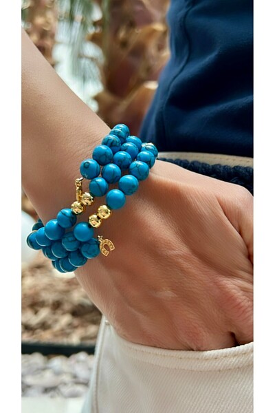 Kutcha Accessories Howlite Natural Stone Multilayer Bracelet - Gold Demand in...