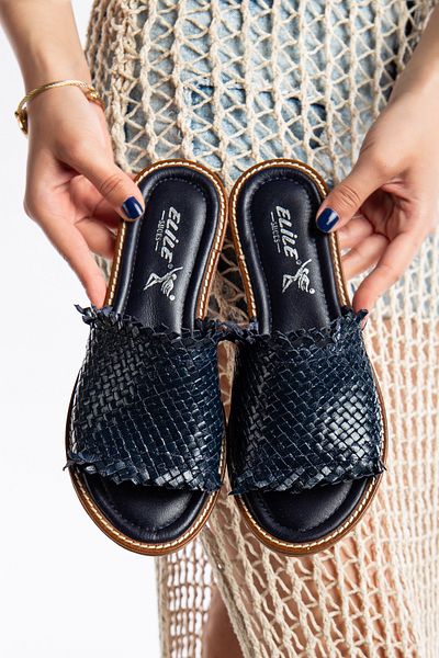 Elile Shoes Genuine Leather Knitted Slippers from Size 35 to Size 41-42-43-44