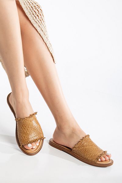 Elile Shoes Genuine Leather Knitted Slippers from Size 35 to Size 41-42-43-44