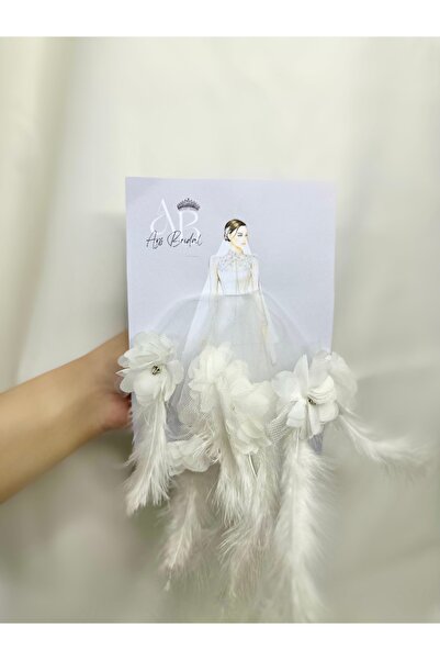 AYS Gelin El Halay Mendili Çiçekli Tüylü