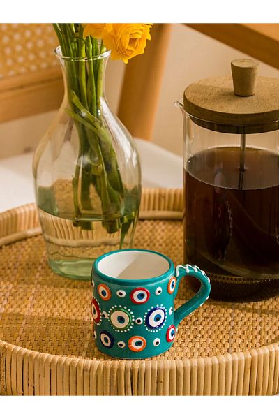 LC Waikiki Lcw Home Mixed Evil Eye Bead Printed Ceramic Mug 200 ml