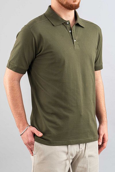 bombe Ανδρικό μπλουζάκι Khaki Slim Fit 100% βαμβακερό με απαλή υφή Polo Neck T-shirt Basic T-shirt