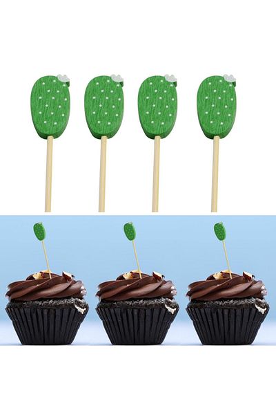 adin tasarım Cactus Toothpicks 25 Pieces 12 cm Muffin Cupcake Pastry Decoration Cocktail Stick Toothpick Presentation Toothpick