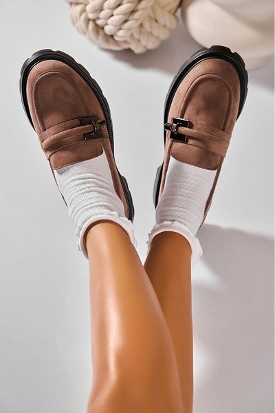 Joana Women's casual Khaki shoes made of ecological suede leather Jalicia2