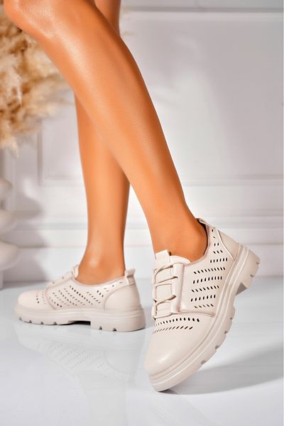 Joana Women's casual shoes Beige made of Raley Eco-leather