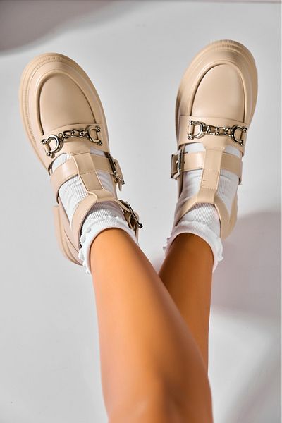 Joana Women's casual shoes Beige made of Mazari Ecological Leather