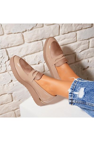 Joana Women's casual shoes Khaki made of ecological patent leather Rozy
