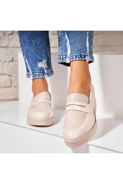 Joana Women's Casual Shoes Beige Patent Leather Rozy