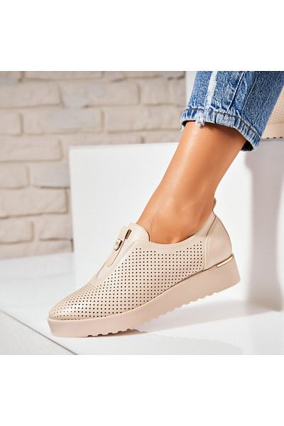 Joana Women's casual shoes Beige made of Sira Ecological Leather