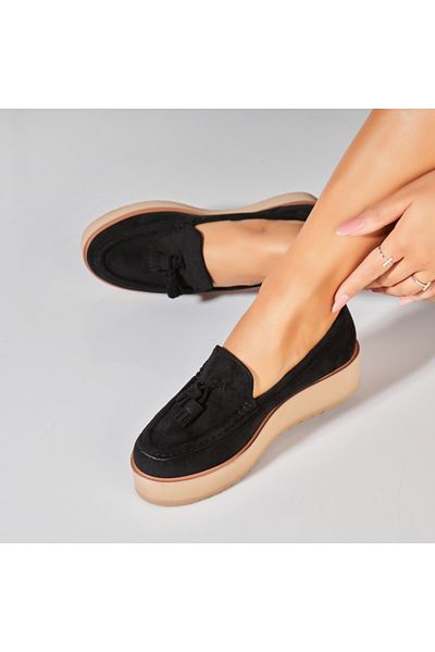 Joana Women's Casual Black Shoes Made of Eco-Suede Leather Kelis