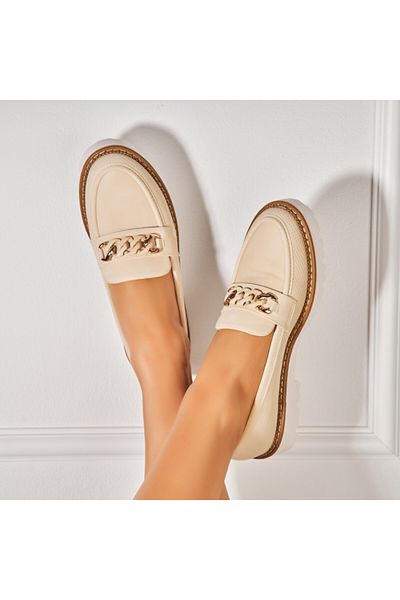 Joana Women's casual shoes Beige made of Kamari Eco-leather