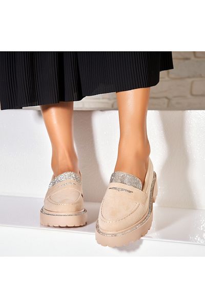 Joana Women's casual shoes Beige made of Zalia ecological suede leather