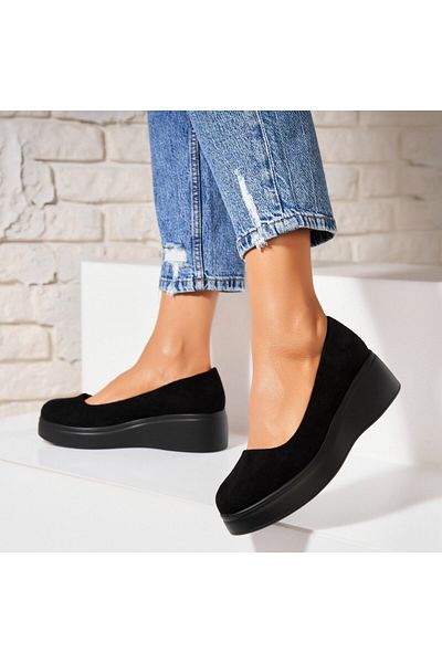 Joana Women's Casual Black Shoes Made of Zira Suede Leather
