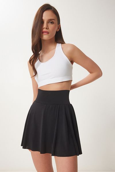 Lovelyİstanbul Fusta mini tenis tricotată cu pantaloni scurți NEGRU LDZ0036