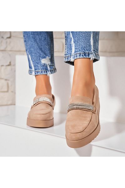 Joana Women's casual shoes Khaki made of ecological suede Azyla
