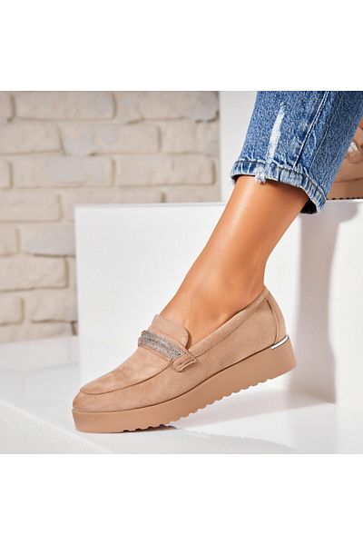 Joana Women's casual shoes Khaki made of ecological suede Azyla