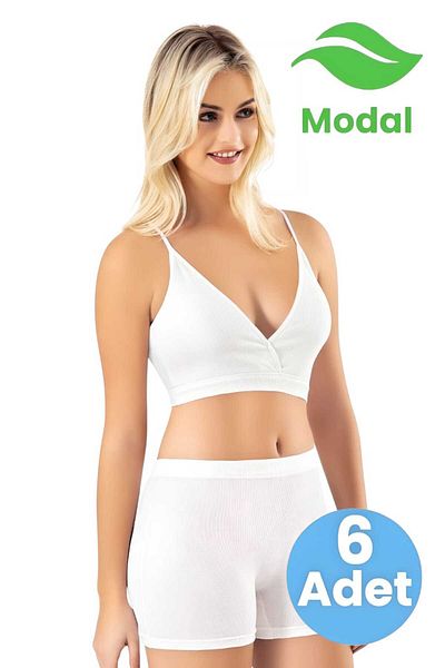 Tezzgelsin Γυναικείο σετ 6 τεμαχίων με λεπτό λουράκι Modal με υφασμάτινο μαξιλαράκι Bustier Crop σορτς