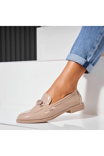 Joana Women's casual Khaki shoes made of ecological patent leather Davy